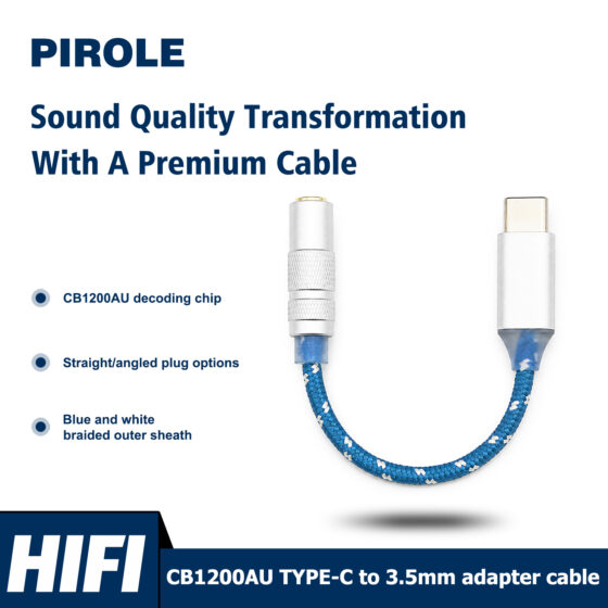 CB1200AU Chip TYPE-C to 3.5mm Jack Female Audio Adapter Earphone Cable for Android HarmonyOS iOS Windows macOS Smartphone Tablet