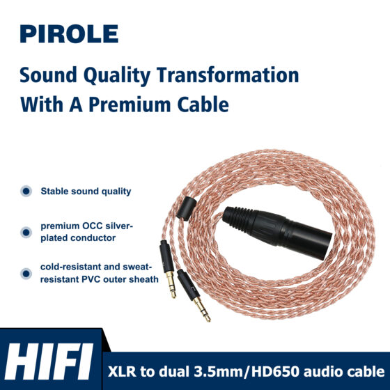 HIFI OCC SILVER-PLATED XLR TO DUAL 3.5MM/HD650 BALANCED AUDIO CABLE HIFI OCC SILVER-PLATED XLR TO DUAL 3.5MM/HD650 BALANCED AUDIO CABLE