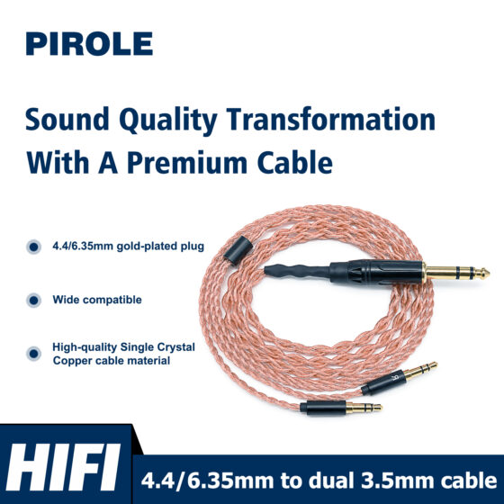 OCC 4.4/6.35MM TO DUAL 3.5MM PLUG HEADPHONE CABLE