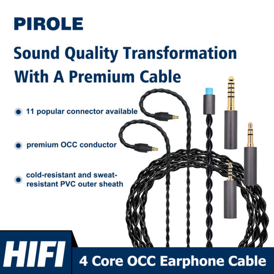 4 CORES 30 STRANDS SINGLE CRYSTAL COPPER HIFI EARPHONES UPGRADE CABLES INTERCHANGEABLE 2.5MM 3.5MM 4.4MM